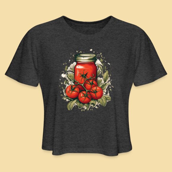 Tomatoes Vibin' on a Vine Crop Top T-Shirt - Picture 1 of 2